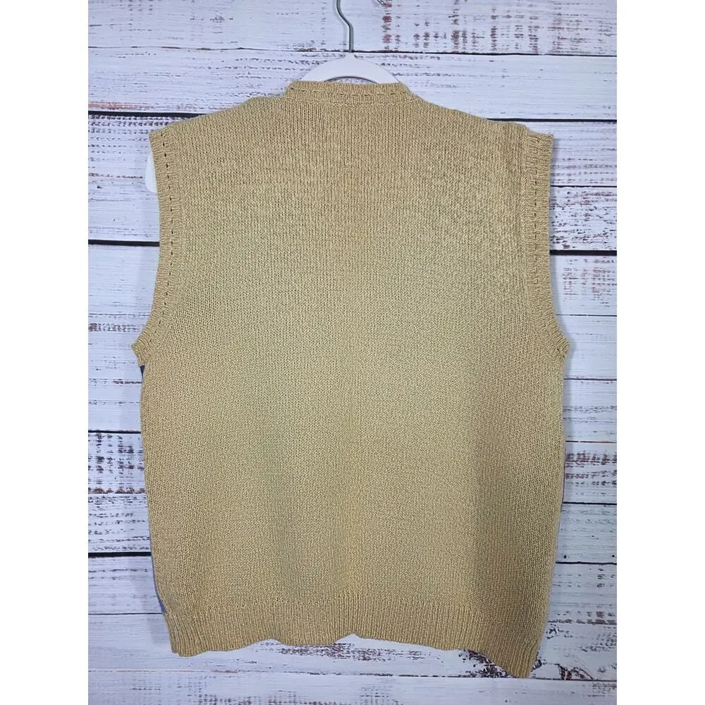 VTG Jantzen Classics Embroidered Patchwork Knit sweater Vest Womens Medium - Picture 2 of 4